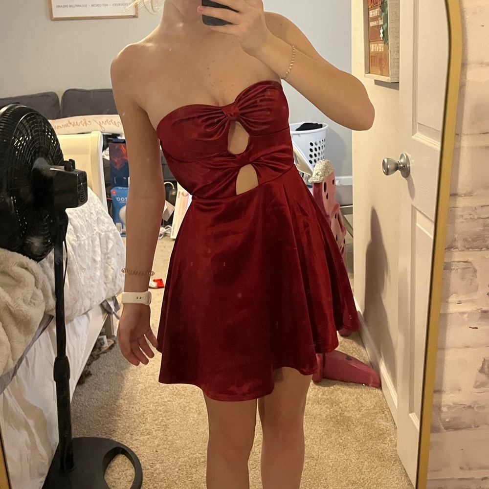 Altar'd State Strapless Red Dress